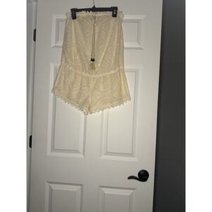 Venus Small Crochet Tassel Detail Swimsuit Coverup Romper Cream